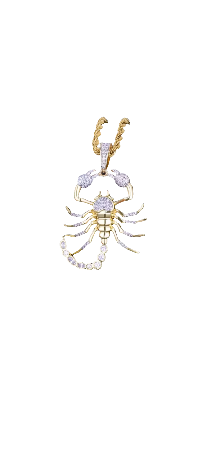 Scorpion gold pendant with gold chain 50cm